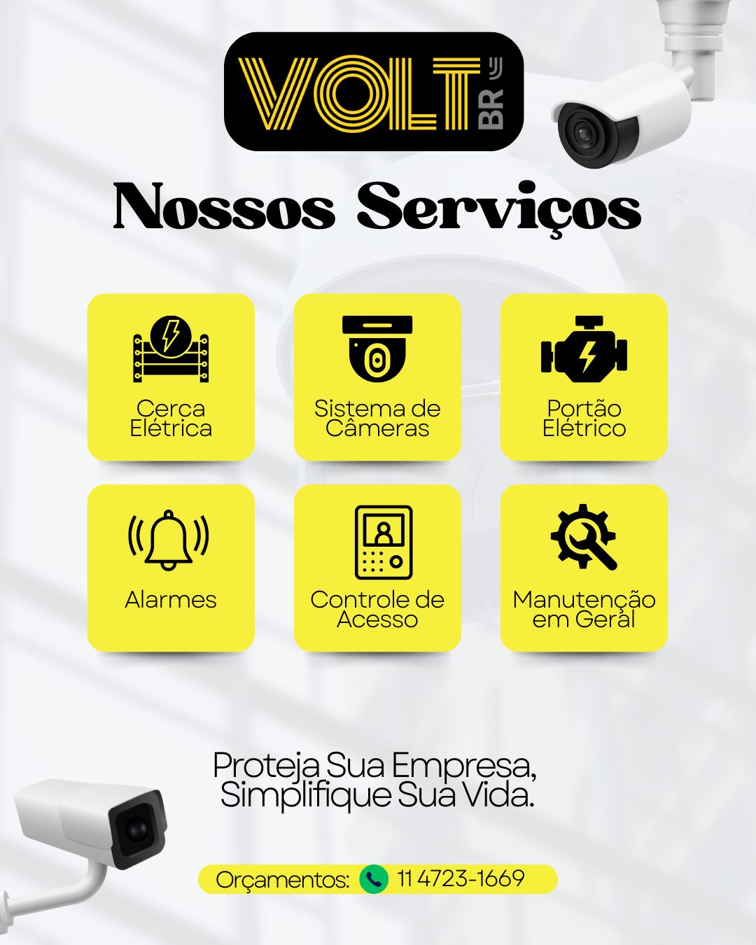 Manutenção e Sistemas de Segurança para Condomínios e Comércios é com a Volt'BR